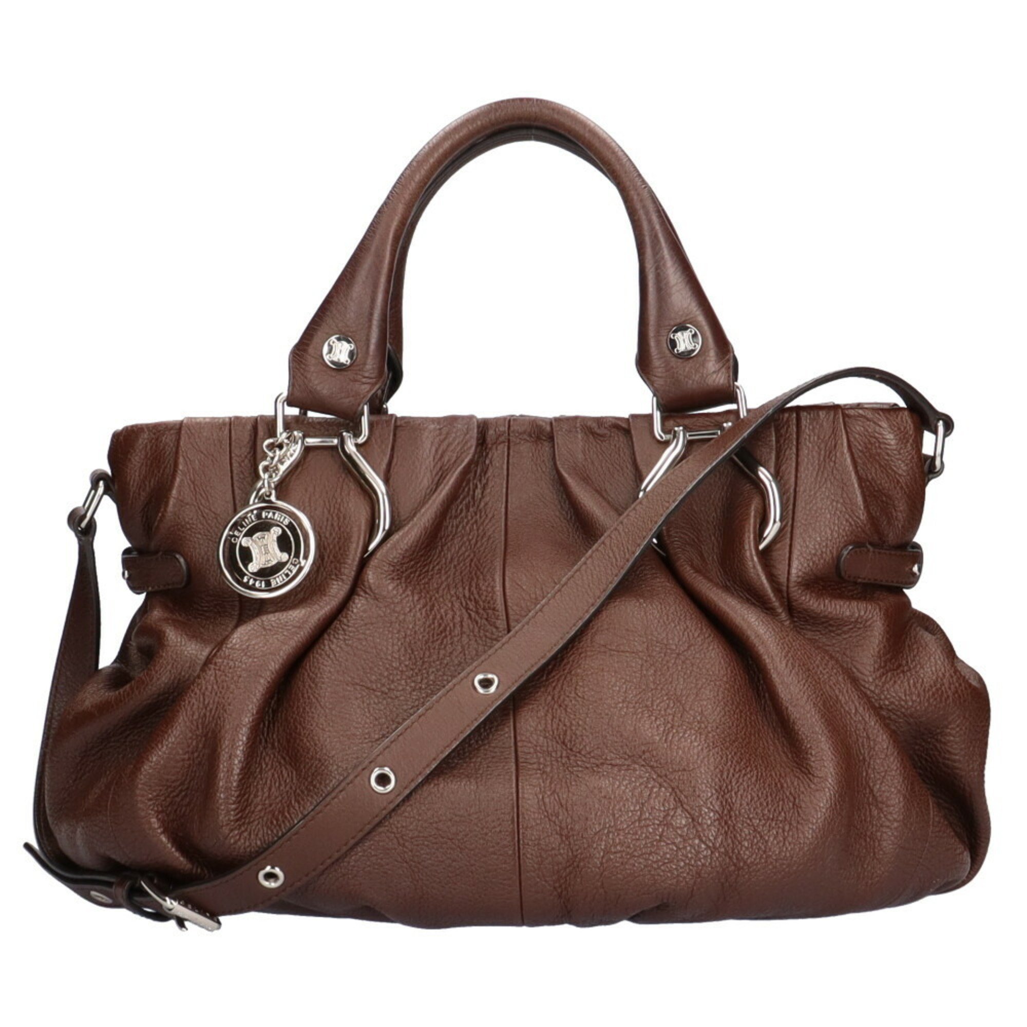 Celine Shoulder Bag Leather Brown Ladies